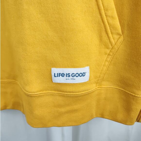 Life is Good Mustard Unisex Hoodie with Mountain Logo, M - Picture 2 of 8
